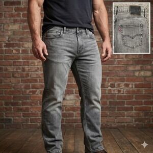 Levi's 550 Jeans Mens 48x30 Fits 48x27 Gray Denim Relaxed Fit Straight Read*